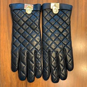 Michael Kors black leather gloves size large